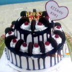 send 1kg 500gms 2 tier step oreo black forest cake round shape delivery