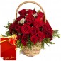 Basket of Roses Flowers with Greeting Card