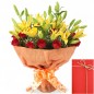 lilies roses bouquet with Greeting Card