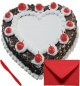 Eggless Heart Shape Blackforest Cake 1Kg with Card