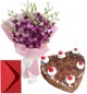 Eggless Hart Shape Black Forest n Orchid Bouquet