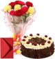 Mix Carnations Bouquet Eggless black Forest Cake