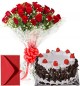 Big Roses Bouquet n Eggless Black Forest Cake 