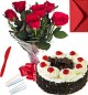 Any Occasion Eggless Black Forest Cake n Roses Bunch 
