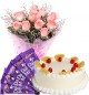 Eggless Pineapple Cake Pink Roses Bouquet N Chocolate