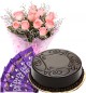 Eggless Truffle Cake Pink Roses Bouquet N Chocolate