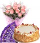 Eggles Butterscotch Cake Pink Roses Bouquet N Chocolate