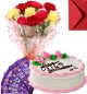 Eggless Strawberry Cake Carnation Bouquet N Chocolate