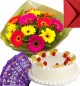 Eggless Pineapple Cake Gerbera Bouquet N Chocolate