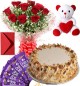 Eggless Butterscotch Cake Roses Bouquet Teddy N Chocolate
