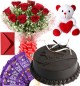 Eggless Chocolate Traffle Cake Roses Bouquet Teddy N Chocolate