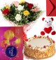 Eggless Butterscotch Cake Mix Roses Bouquet Teddy N Cadbury Celebration Box