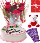Eggless Strawberry Cake Roses Teddy Chocolate Starter Combo