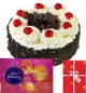 Eggless Black Forest Cake with Cadbury celebrations gift pack n Card