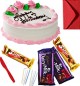 Eggless Chocolate Strawberry Cake with Chocolate gift pack n Greeting Card