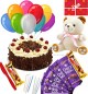 Spicial Eggless Black Forest Cake Chocolates Teddy Balloons Combo Gift