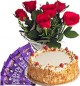 Half Kg Butterscotch Cake with Red Roses Bunch n Chocolate