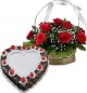 1Kg Heart Shape Black Forest Cake N Red Roses Basket