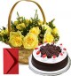 Black Forest Cake Half Kg N Yellow Roses Busket