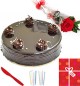 1Kg Chocolate cake Single Roses Candle Greeting Card