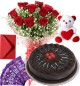 Chocolate Cake Roses Bouquet Teddy N Chocolate