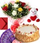 1Kg Butter Scotch Cake Roses Bouquet Teddy N Chocolate Combo Gift