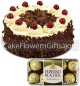 1Kg Black Forest Cake 16 Ferrero Rocher Chocolate Gift