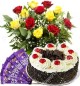 500gms Black Forest Cake Red Yellow Roses n Chocolate Gifts