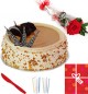 Eggless Half Kg Butterscotch Cake Single Roses Candle Greeting Card