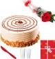 Eggless 1Kg Butterscotch Cake Single Roses Candle Greeting Card