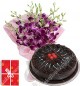 500gms Chocolate Eggless Cake N Orchids Bouquet