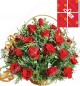 25 Red Roses Basket n Greeting Card 