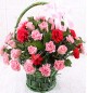 20 Pink Red Roses and carnation Flower Basket