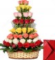 Red Pink Yellow White Orange Roses Basket