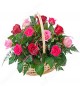 15 Red Pink Roses-Basket Gift