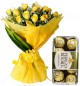 Yellow  Roses Bouquet n Ferrero Rocher Chocolate