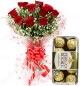 Red Roses Bouquet n Ferrero Rocher Chocolate
