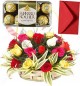 Mix Roses Basket N 16 Ferrero Rocher Chocolate Gift