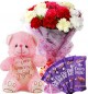 Gift of 10 Carnation Bouquets Chocolate Teddy Bear
