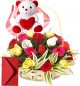 15 Red Roses Basket n Teddy