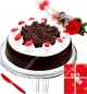 1Kg Black Forest cake Single Roses Candle Greeting Card