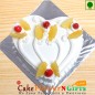 1Kg Heart Shape Pineapple Eggless Cake