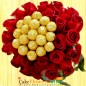 Red Ferrero Rocher Chocolates n Red Roses Bouquet