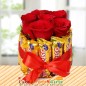 Red Roses in Glass Vase n 5 Star Love Arrangement