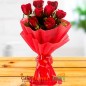 8 red roses paper packing bouquet