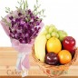 2 kg fresh fruit basket n orchids flower bouquet