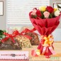 half kg dry fruit n 10 mix roses n rakhi