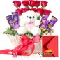 stylish teddy red roses flower dairy milk chocolate bouquet
