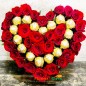 16 ferrero rocher chocolate 30 roses heart shape arrangement
