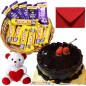 half kg eggless chocolate cake teddy chocolate basket